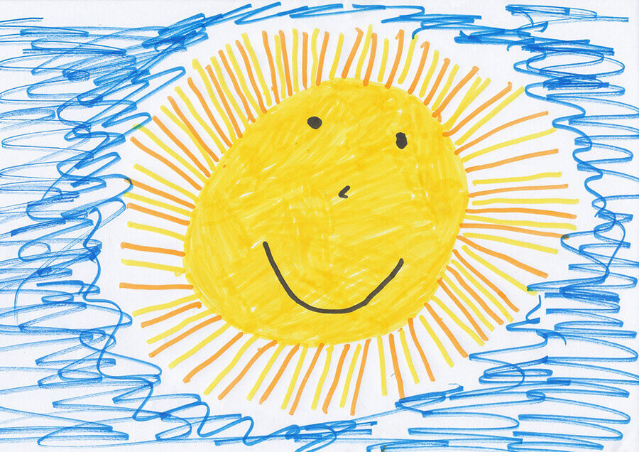 child's drawing of a sun