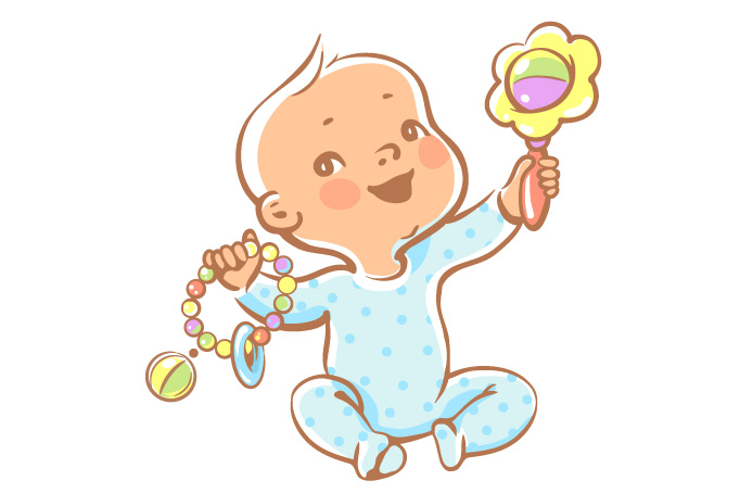 illustration of a baby with a rattle