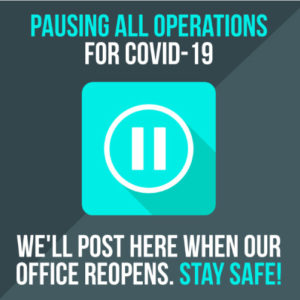 Graphic stating that operations are paused due to COVID-19