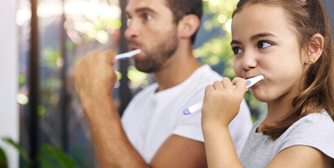 Boy brushing teeth